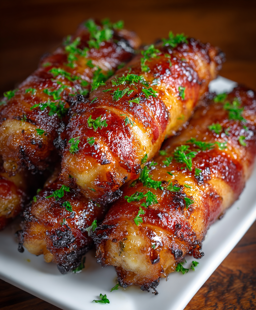 Bacon-Wrapped Mozzarella Crunch Sticks