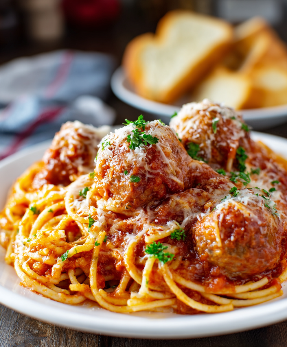 Baked Marinara Spaghetti and Meatballs