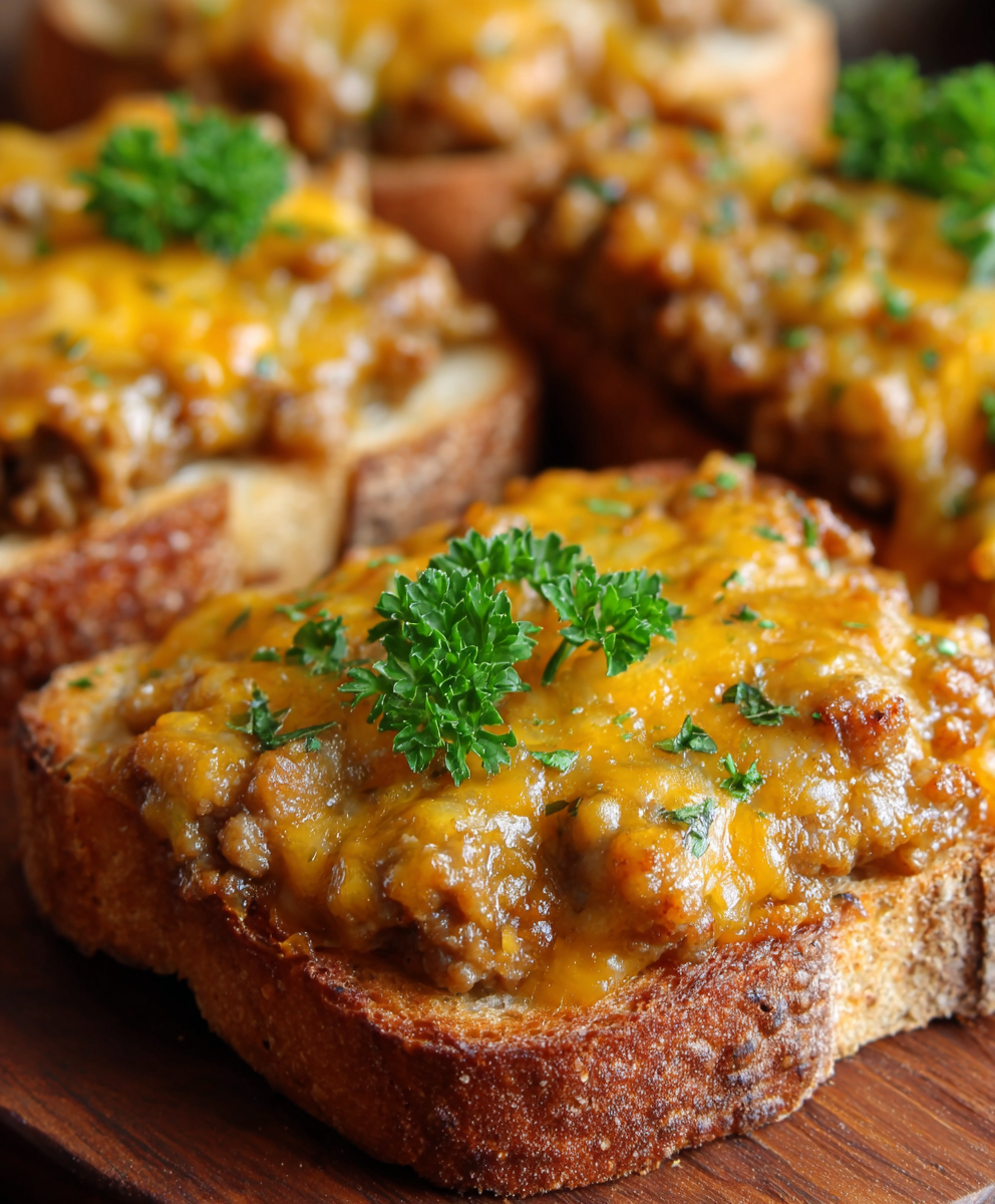 Cheddar Sausage Toasts