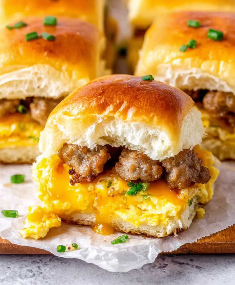 Cheesy Sausage Egg Breakfast Sliders