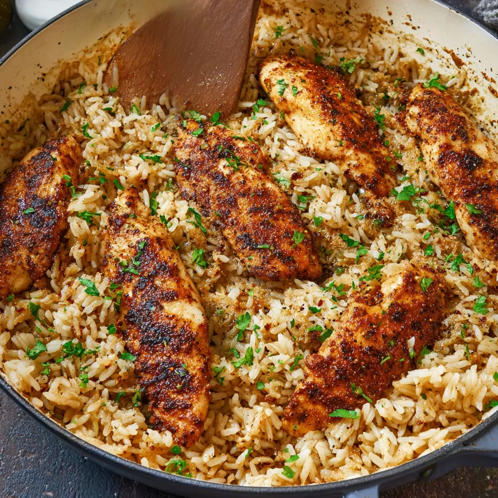 Garlic Chicken and Rice Skillet