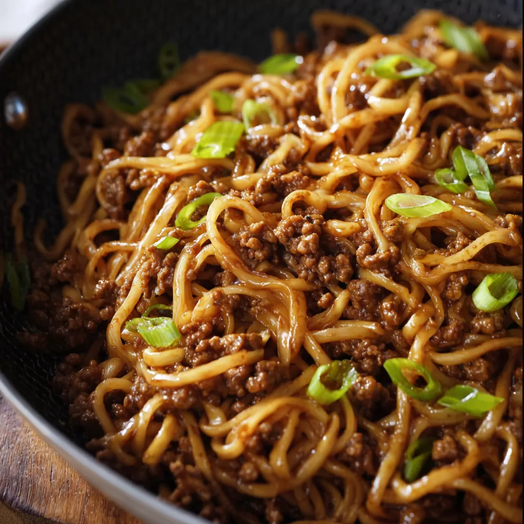Mongolian Ground Beef Noodles