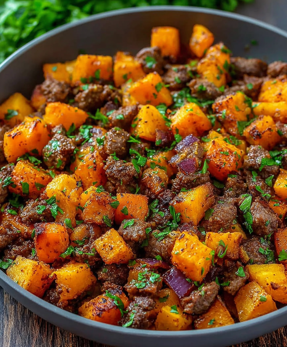Savory Beef And Sweet Potato Hash