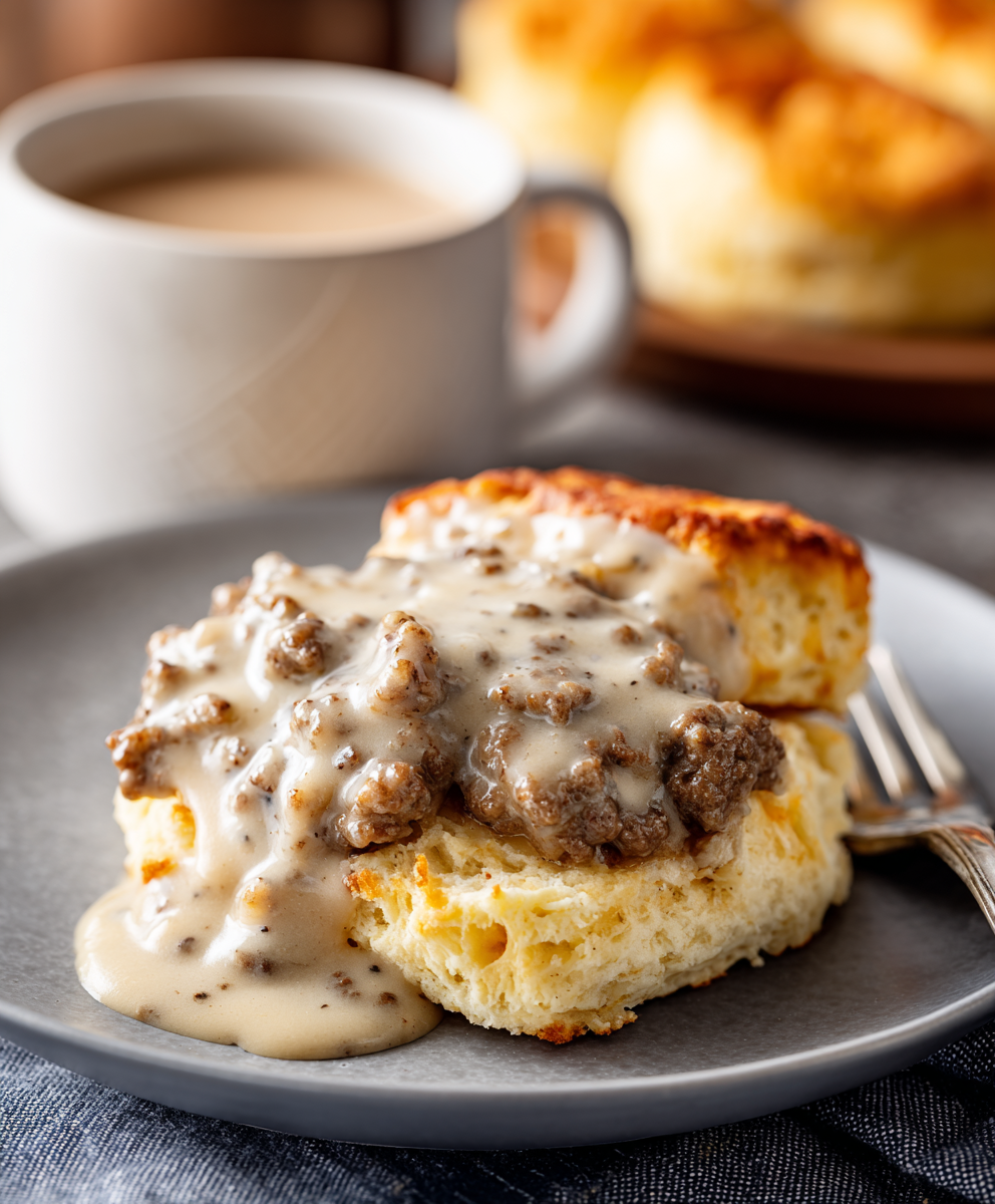 Southern Sausage Gravy Biscuits