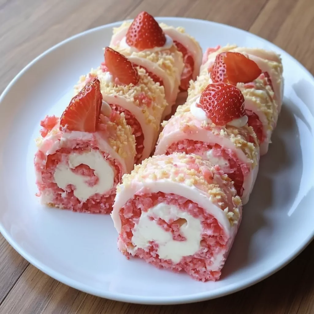 Cheesecake Strawberry Roll Cake